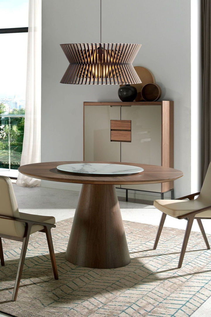 Mesa comedor redonda giratoria nogal