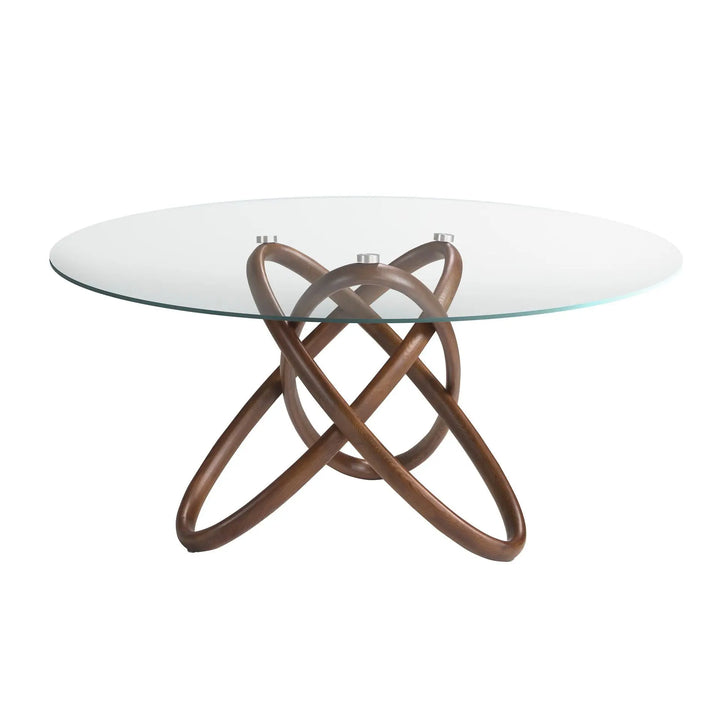 Mesa comedor redonda cristal templado y nogal, foto de producto