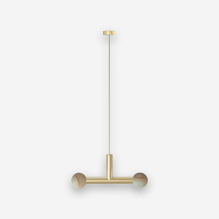 Rigoberta Trio Pendant Lamp - Gold, gold textile cable and alabaster ball