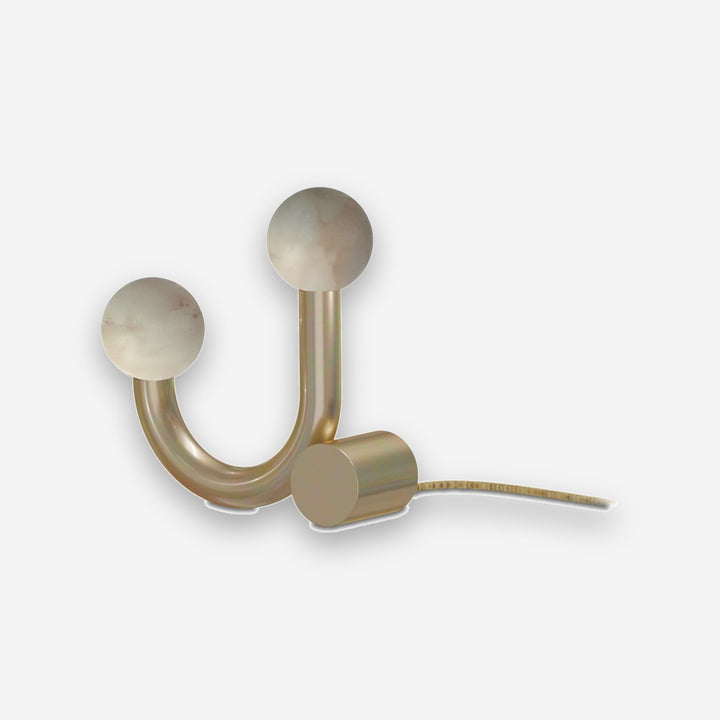 Rigoberta Table Lamp - Gold, gold textile cable and alabaster ball