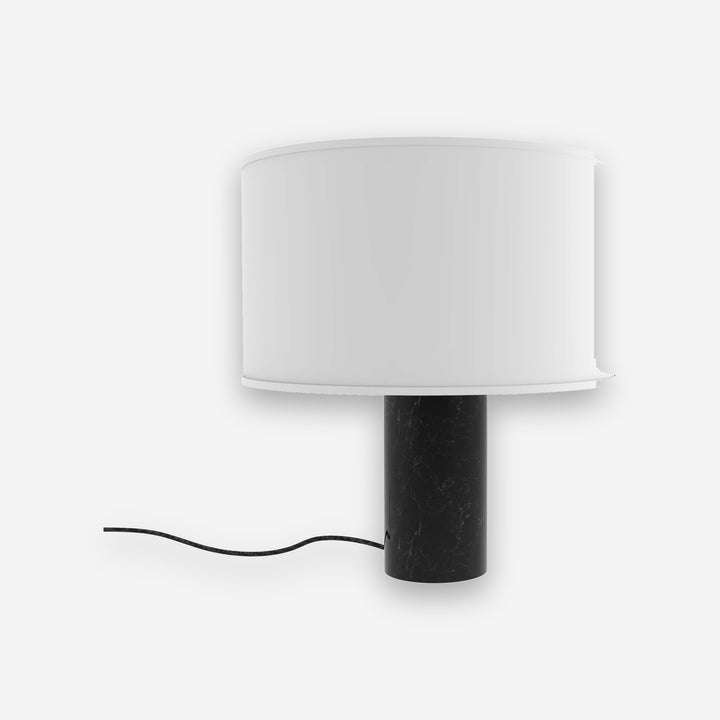 Romy Table Lamp - Black marble base and beige cotton shade