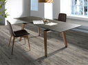 Mesa comedor extensible rectangular mármol porcelánico y nogal