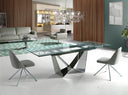 Mesa comedor extensible rectangular cristal templado y acero cromado