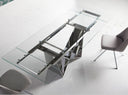 Mesa comedor extensible rectangular cristal templado y acero cromado