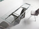 Mesa comedor extensible rectangular cristal templado y acero cromado