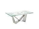 Mesa comedor extensible rectangular cristal templado y acero cromado
