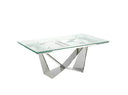 Mesa comedor extensible rectangular cristal templado y acero cromado