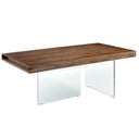 Rectangular walnut and tempered glass dining table