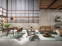 Mesa comedor rectangular cristal templado y nogal