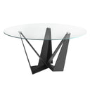 Mesa comedor redonda cristal templado y acero negro