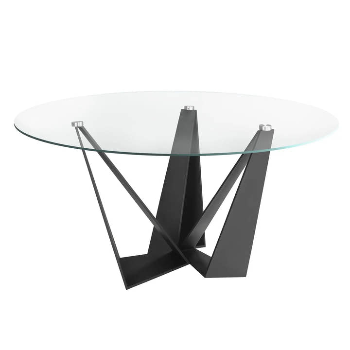 Mesa comedor redonda cristal templado y acero negro - Mesa de comedor - El Workshop - Negro