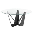 Mesa comedor redonda cristal templado y acero negro