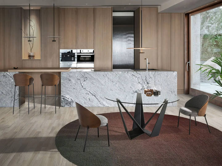 Mesa comedor redonda cristal templado y acero negro - Mesa de comedor - El Workshop - Negro