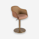 Silla giratoria tela marrón terracota y beige y polipiel marrón - Silla - El Workshop-60 x 54 x 77 Cm