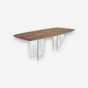 Mesa comedor ovalada barril nogal y cristal templado - Mesa de comedor - El Workshop-Ø220 x 110 x 75 Cm