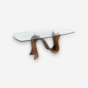 Mesa comedor ovalada barril cristal templado y nogal - Mesa de comedor - El Workshop-Ø220 x 100 x 75 Cm