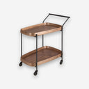 Carrito minibar nogal y acero negro - Baúl piel - El Workshop-89 x 56 x 89 Cm