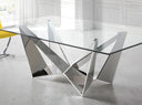 mesa comedor rectangular cristal templado y acero cromado, vista 21