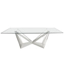 mesa comedor rectangular cristal templado y acero cromado, vista 18