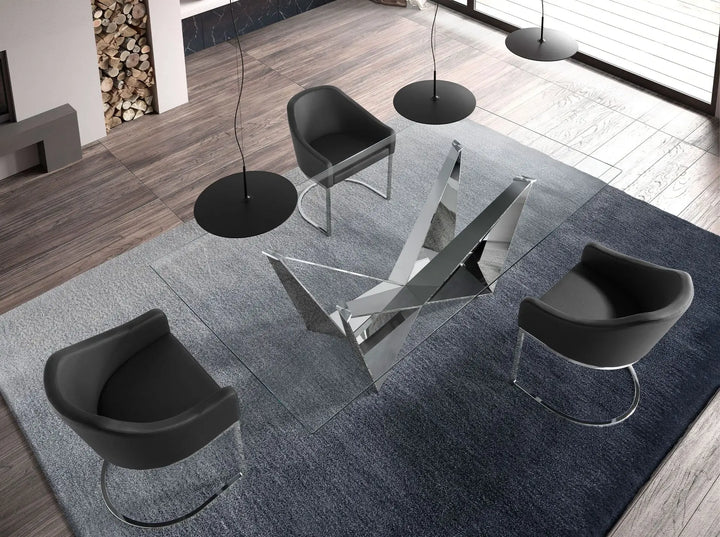 Mesa comedor rectangular cristal templado y acero cromado - Mesa de comedor - El Workshop-