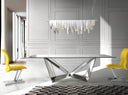 mesa comedor rectangular cristal templado y acero cromado, vista 5