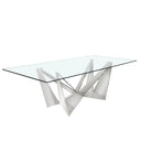 mesa comedor rectangular cristal templado y acero cromado