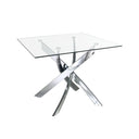 Mesa comedor cuadrado cristal templado y acero cromado - Mesa de comedor - El Workshop-130 x 130 x 75 Cm