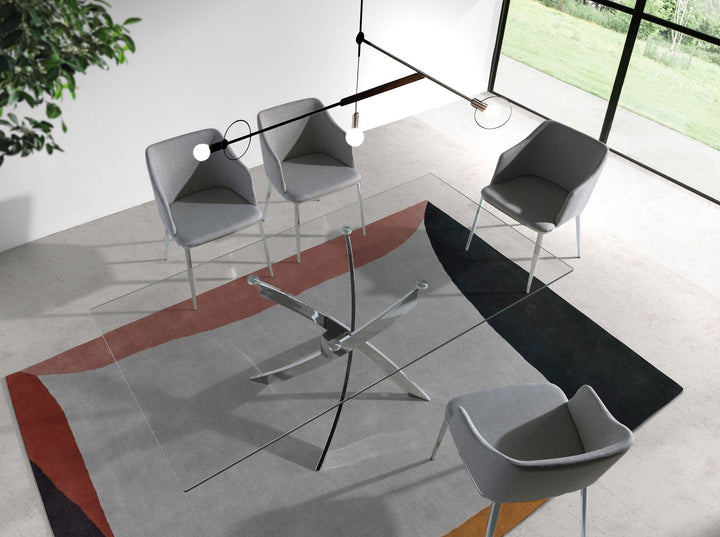 Mesa comedor rectangular cristal templado y acero cromado - Mesa de comedor - El Workshop-130 x 95 x 75 Cm