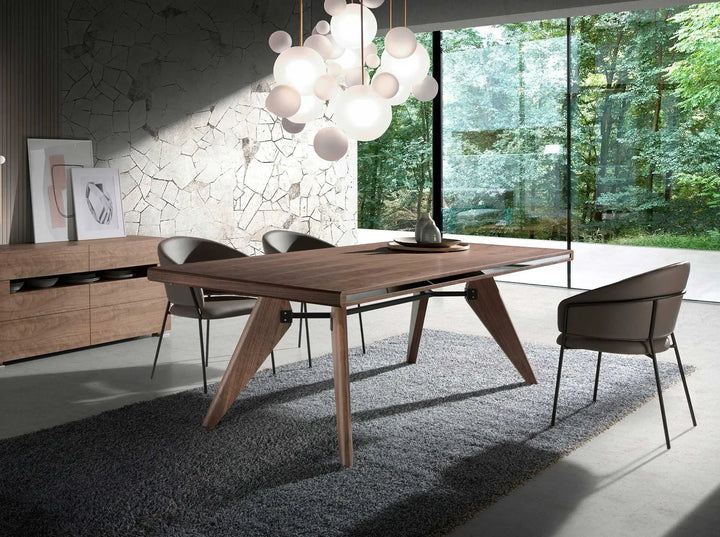 Mesa comedor rectangular nogal y nogal