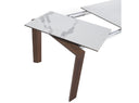 Mesa comedor extensible rectangular mármol porcelánico y nogal