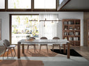 Mesa comedor extensible rectangular mármol porcelánico y nogal