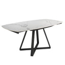 Mesa comedor extensible ovalada barril mármol porcelánico y acero negro - El Workshop