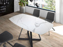 Mesa comedor extensible ovalada barril mármol porcelánico y acero negro - El Workshop