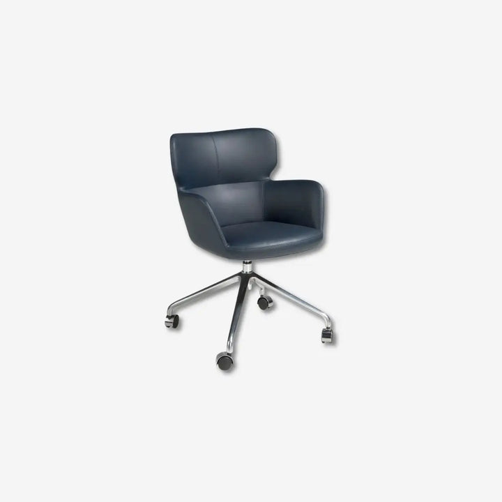 Blue leatherette swivel office chair