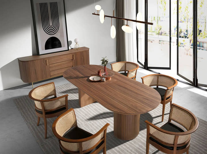 Mesa comedor ovalada medio punto nogal - Mesa - El Workshop - nogal - natural