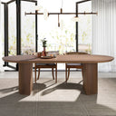 Mesa comedor ovalada medio punto nogal
