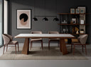 mesa comedor rectangular mármol porcelánico y nogal, vista 3