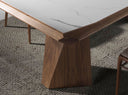 mesa comedor rectangular mármol porcelánico y nogal, vista 2