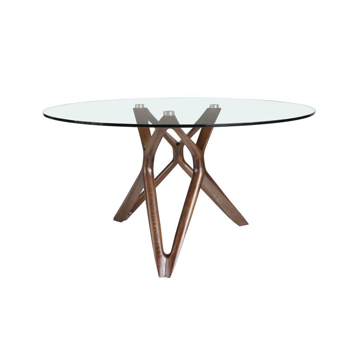 Mesa comedor redonda cristal templado y nogal - Mesa de comedor - El Workshop - Nogal