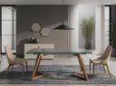 mesa comedor extensible rectangular cristal templado y nogal, vista 7