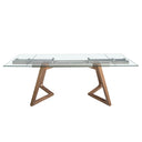 mesa comedor extensible rectangular cristal templado y nogal, vista 5