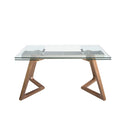 mesa comedor extensible rectangular cristal templado y nogal, vista 4