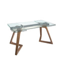 mesa comedor extensible rectangular cristal templado y nogal, vista 2