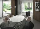 mesa comedor extensible redonda mármol porcelánico y acero gris, vista 2