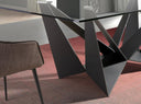 mesa comedor rectangular cristal templado y acero negro, vista 4