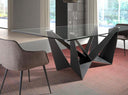 mesa comedor rectangular cristal templado y acero negro, vista 2
