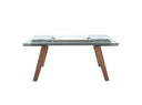 Rectangular extendable dining table with tempered glass and walnut