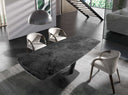 mesa comedor extensible ovalada barril mármol porcelánico y acero negro, vista 3
