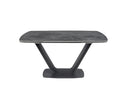 Extendable oval barrel dining table with porcelain marble and black steel