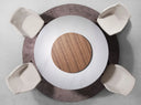 Round dining table in porcelain marble and walnut
